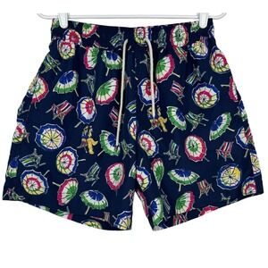 Polo‎ Ralph Lauren Men's Medium Swim Trunks Shorts Bear Beach Chairs Umbrellas